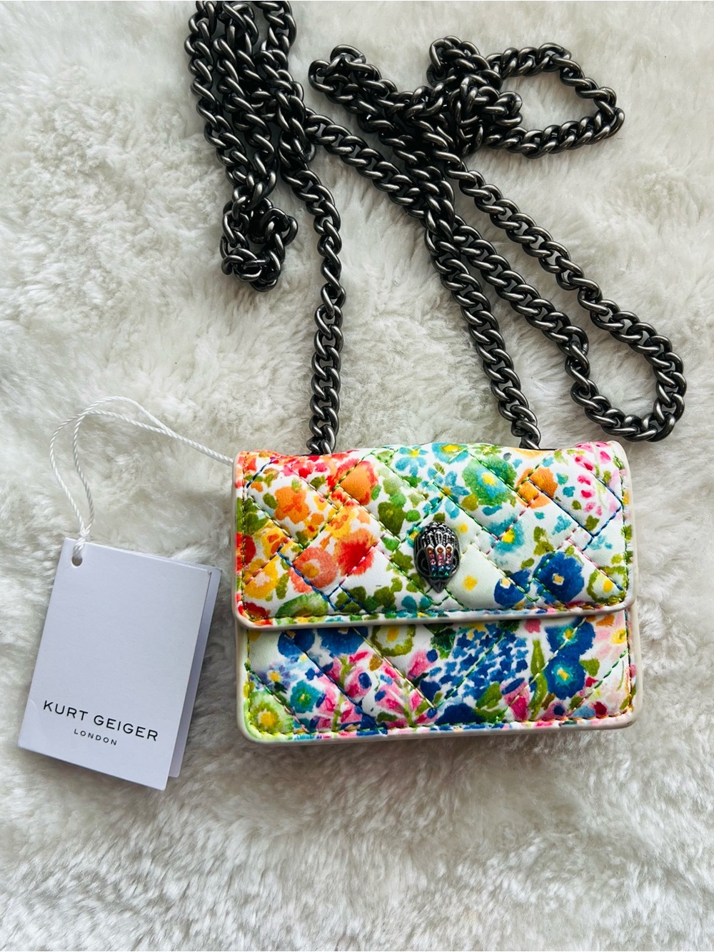 Kurt Geiger Floral Quilted Micro Kensington Purse - Multicolor